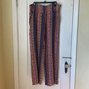 Three Dots Wide Leg Multicolored Pull On Pants